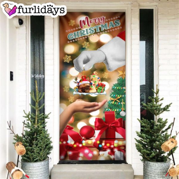 Give Pug Dog Door Cover – Christmas Door Cover – Xmas Outdoor Decoration – Gifts For Dog Lovers