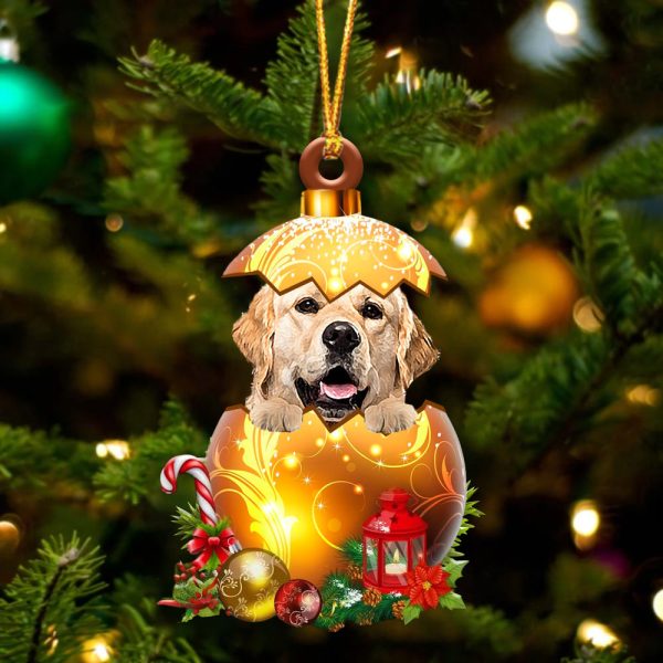 Golden Retriever2 In Golden Egg Christmas Ornament – Car Ornament – Unique Dog Gifts For Owners