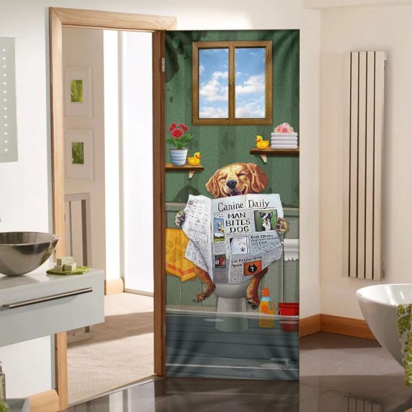 Golden Retriever Bathroom Door Cover – Xmas Outdoor Decoration – Gifts For Dog Lovers