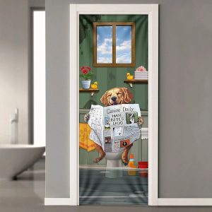 Golden Retriever Bathroom Door Cover Xmas Outdoor Decoration Gifts For Dog Lovers 2
