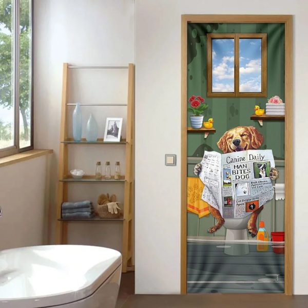 Golden Retriever Bathroom Door Cover – Xmas Outdoor Decoration – Gifts For Dog Lovers