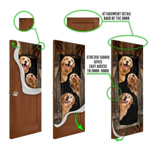 Golden Retriever Happy Farmhouse Door Cover Xmas Outdoor Decoration Gifts For Dog Lovers 5