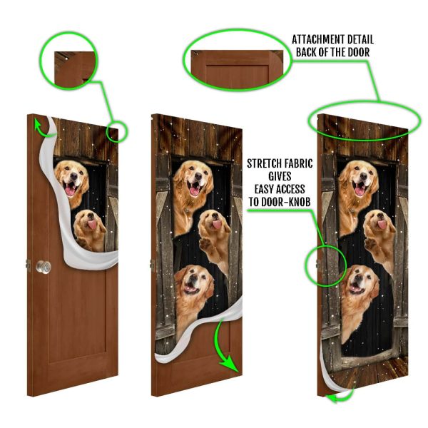 Golden Retriever Happy Farmhouse Door Cover – Xmas Outdoor Decoration – Gifts For Dog Lovers