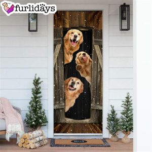 Golden Retriever Happy Farmhouse Door Cover Xmas Outdoor Decoration Gifts For Dog Lovers 6
