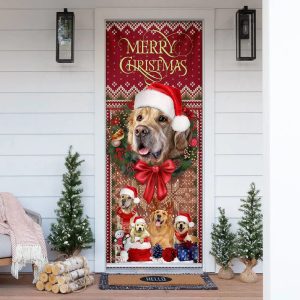 Golden Retriever Happy House Christmas Door Cover Xmas Outdoor Decoration Gifts For Dog Lovers 1