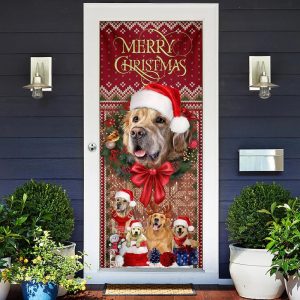 Golden Retriever Happy House Christmas Door Cover Xmas Outdoor Decoration Gifts For Dog Lovers 2