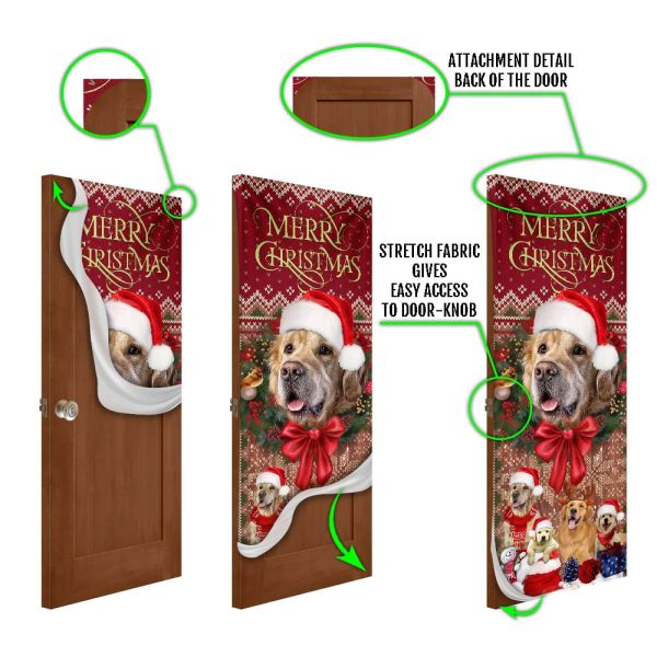 Golden Retriever Happy House Christmas Door Cover – Xmas Outdoor Decoration – Gifts For Dog Lovers