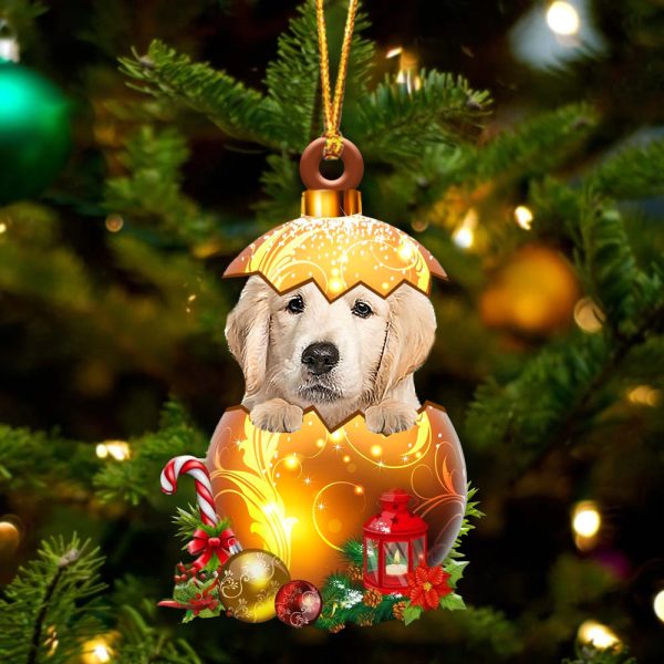 Golden Retriever In Golden Egg Christmas Ornament – Car Ornament – Unique Dog Gifts For Owners