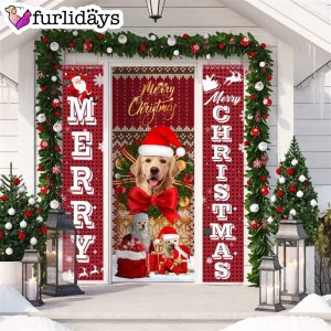 Golden Retriever Merry Christmas Gift Door…