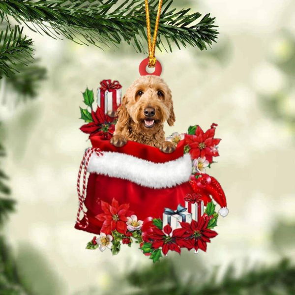 Goldendoodle In Gift Bag Christmas Ornament – Car Ornaments – Gift For Dog Lovers