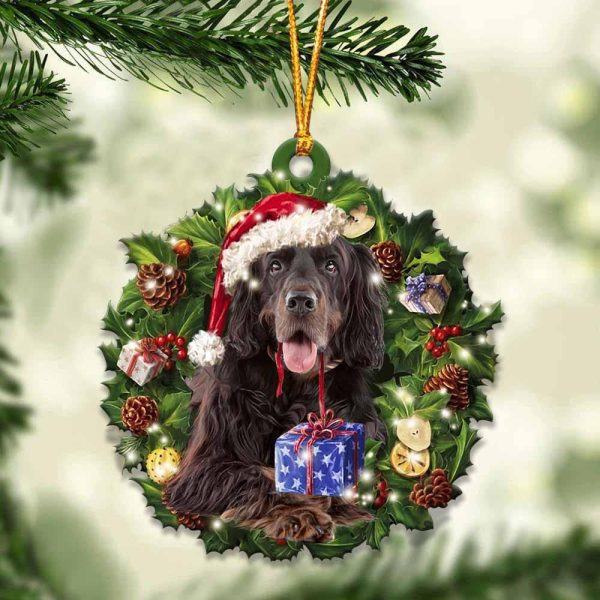 Gordon Setter And Christmas Ornament – Acrylic Dog Ornament – Gifts For Dog Lovers
