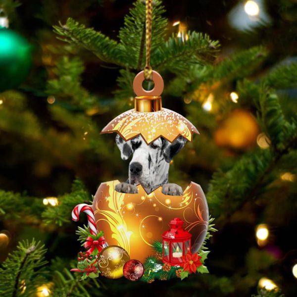 Great-Dane In Golden Egg Christmas Ornament – Car Ornament – Unique Dog Gifts For Owners