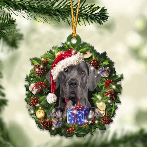 Great Dane And Christmas Ornament – Acrylic Dog Ornament – Gifts For Dog Lovers
