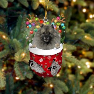 Grey Keeshond In Snow Pocket Christmas…