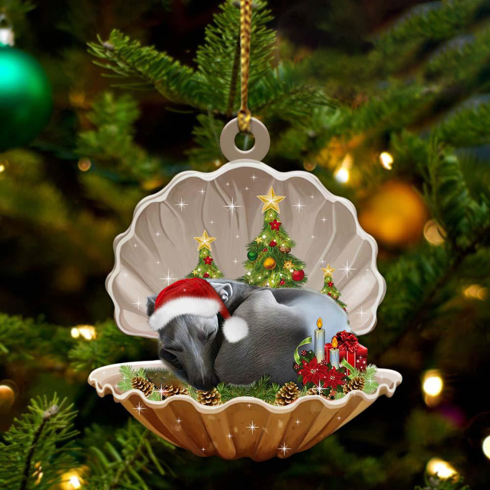 Greyhound3 - Sleeping Pearl in Christmas Two Sided Ornament - Christmas Ornaments For Dog Lovers