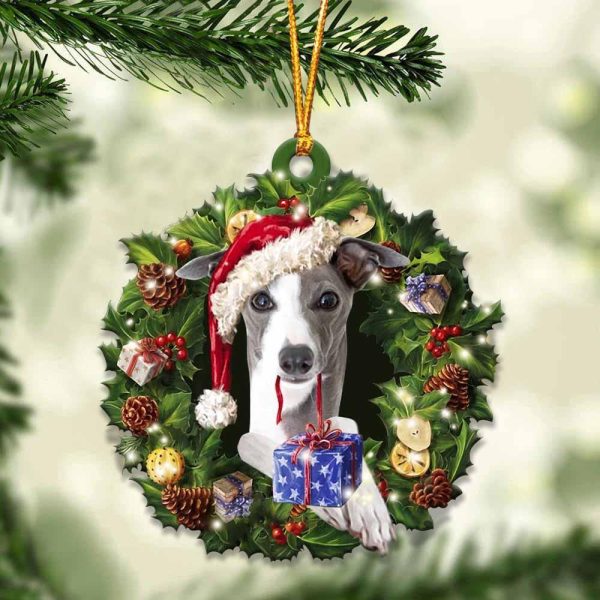 Greyhound And Christmas Ornament – Acrylic Dog Ornament – Gifts For Dog Lovers