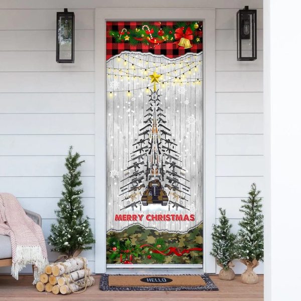 Gun Christmas Tree Door Cover – Unique Gifts Doorcover – Housewarming Gifts