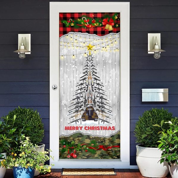 Gun Christmas Tree Door Cover – Unique Gifts Doorcover – Housewarming Gifts