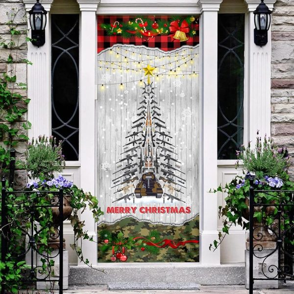 Gun Christmas Tree Door Cover – Unique Gifts Doorcover – Housewarming Gifts