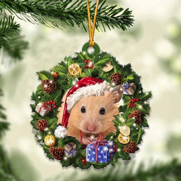 Hamster And Christmas Ornament – Acrylic Hamster Ornament – Gifts For Animals Lovers
