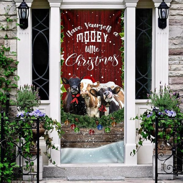 Happy Cattle Christmas Door Cover – Unique Gifts Doorcover – Holiday Decor
