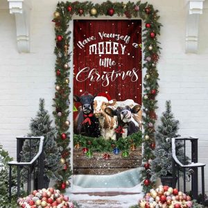 Happy Cattle Christmas Door Cover Unique Gifts Doorcover Holiday Decor 4