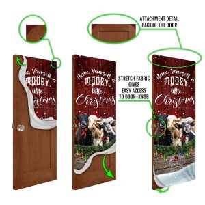 Happy Cattle Christmas Door Cover Unique Gifts Doorcover Holiday Decor 6
