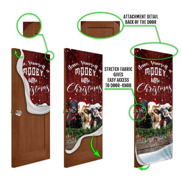 Happy Cattle Christmas Door Cover – Unique Gifts Doorcover – Holiday Decor