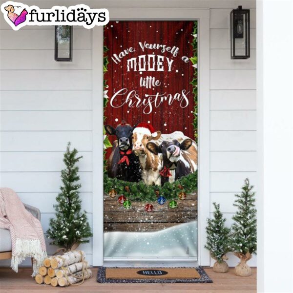 Happy Cattle Christmas Door Cover – Unique Gifts Doorcover – Holiday Decor