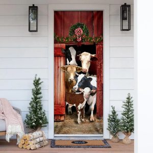 Happy Family Cattle Door Cover Unique Gifts Doorcover Holiday Decor 1