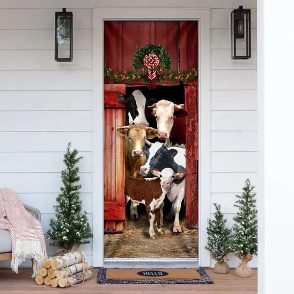 Happy Family Cattle Door Cover – Unique Gifts Doorcover – Holiday Decor