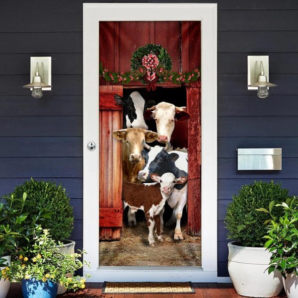 Happy Family Cattle Door Cover – Unique Gifts Doorcover – Holiday Decor