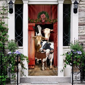 Happy Family Cattle Door Cover Unique Gifts Doorcover Holiday Decor 3