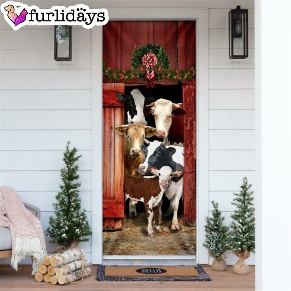 Happy Family Cattle Door Cover – Unique Gifts Doorcover – Holiday Decor