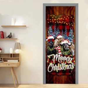 Happy Family Cow Mooey Christmas Door Cover Christmas Door Cover Decorations Christmas Outdoor Decoration 4