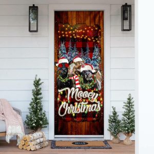 Happy Family Cow Mooey Christmas Door Cover Christmas Door Cover Decorations Christmas Outdoor Decoration 6