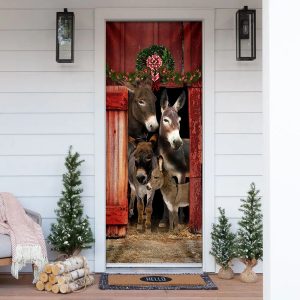 Happy Family Donkey Door Cover Unique Gifts Doorcover Holiday Decor 1