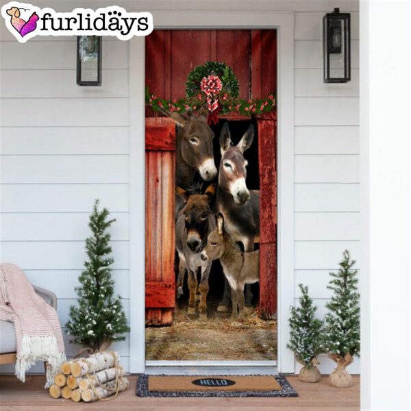 Happy Family Donkey Door Cover – Unique Gifts Doorcover – Holiday Decor