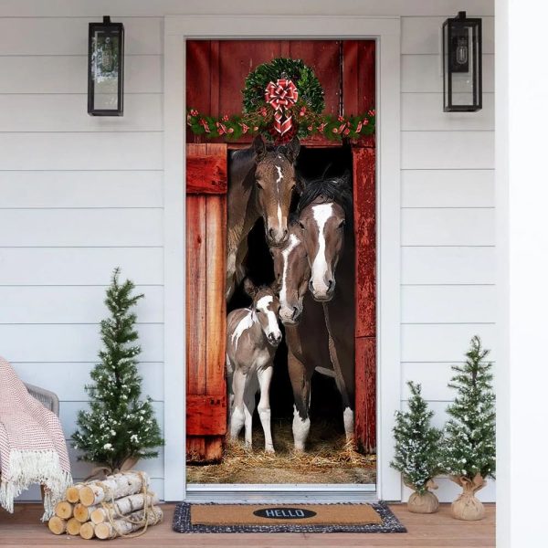 Happy Family Horse Door Cover – Unique Gifts Doorcover – Housewarming Gifts