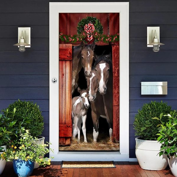 Happy Family Horse Door Cover – Unique Gifts Doorcover – Housewarming Gifts