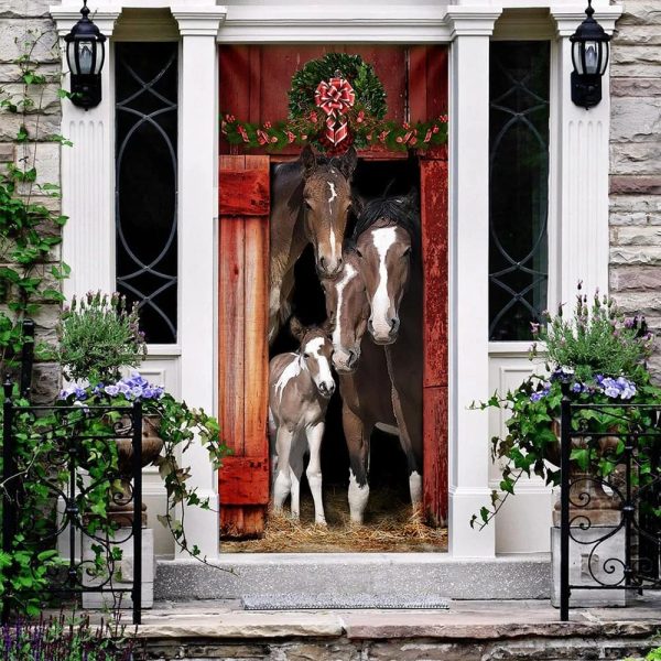 Happy Family Horse Door Cover – Unique Gifts Doorcover – Housewarming Gifts