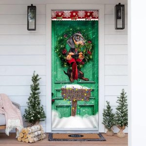 Happy Holiday Dachshund Door Cover Unique Gifts Doorcover Holiday Decor 1