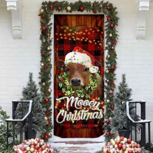 Happy Mooey Christmas Door Cover Christmas Outdoor Decoration Unique Gifts Doorcover 3