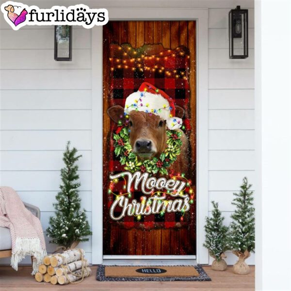 Happy Mooey Christmas Door Cover – Christmas Outdoor Decoration – Unique Gifts Doorcover