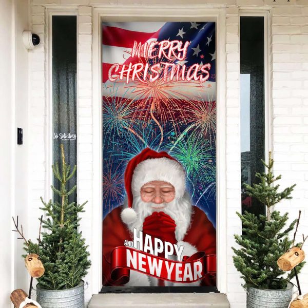 Happy New Year And Merry Christmas Door Cove – Christmas Outdoor Decoration – Unique Gifts Doorcover