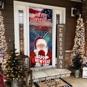 Happy New Year And Merry Christmas Door Cove Christmas Outdoor Decoration Unique Gifts Doorcover 2