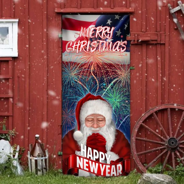 Happy New Year And Merry Christmas Door Cove – Christmas Outdoor Decoration – Unique Gifts Doorcover