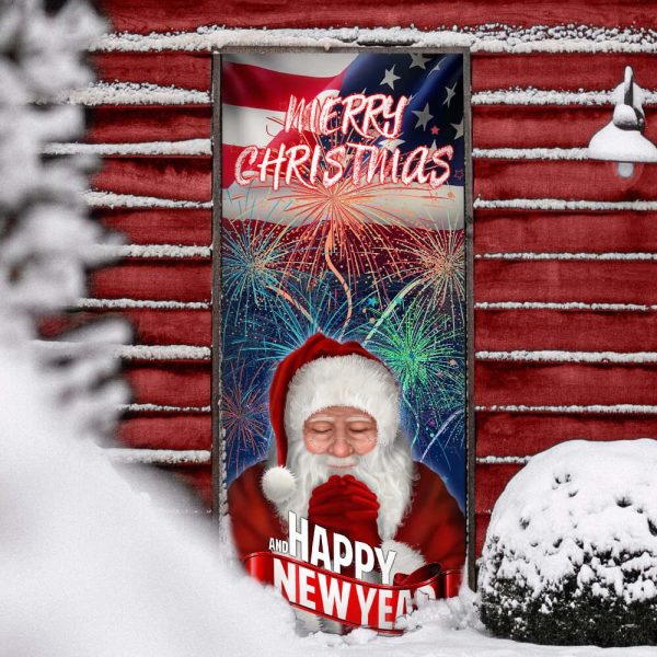 Happy New Year And Merry Christmas Door Cove – Christmas Outdoor Decoration – Unique Gifts Doorcover