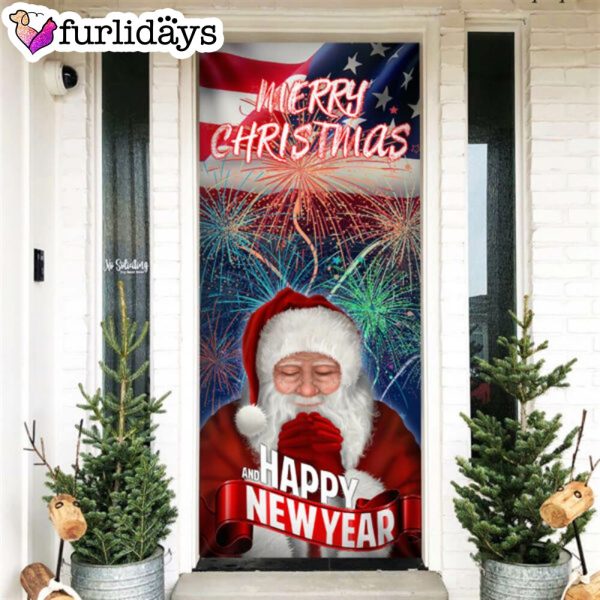 Happy New Year And Merry Christmas Door Cove – Christmas Outdoor Decoration – Unique Gifts Doorcover