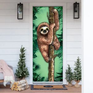 Happy Sloth Door Cover Unique Gifts Doorcover Christmas Gift For Friends 1